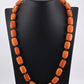 Title: Antique Butterscotch Amber Barrel Bead Necklace - 14k Gold Clasp 49 Grams