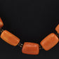 Title: Antique Butterscotch Amber Barrel Bead Necklace - 14k Gold Clasp 49 Grams