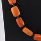 Title: Antique Butterscotch Amber Barrel Bead Necklace - 14k Gold Clasp 49 Grams