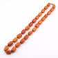 Title: Antique Butterscotch Amber Barrel Bead Necklace - 14k Gold Clasp 49 Grams