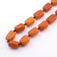 Title: Antique Butterscotch Amber Barrel Bead Necklace - 14k Gold Clasp 49 Grams