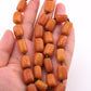 Title: Antique Butterscotch Amber Barrel Bead Necklace - 14k Gold Clasp 49 Grams