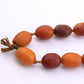 Antique Deep Butterscotch Amber Olive Bead Necklace 14k Gold Clasp 16.06 Grams