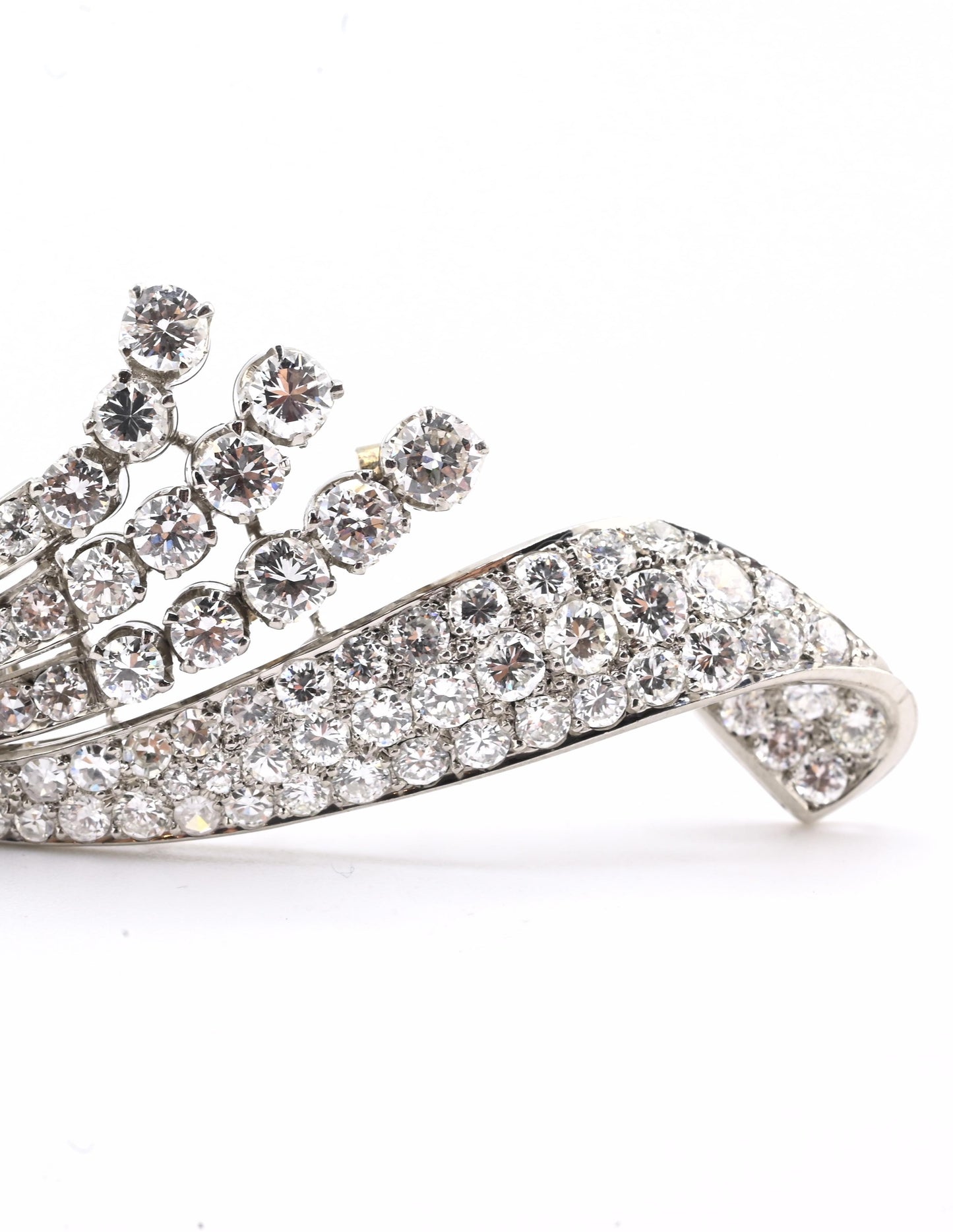 Art Deco Period 7.70 TCW Natural Diamond Platinum Brooch | 18.0g Solid Platinum