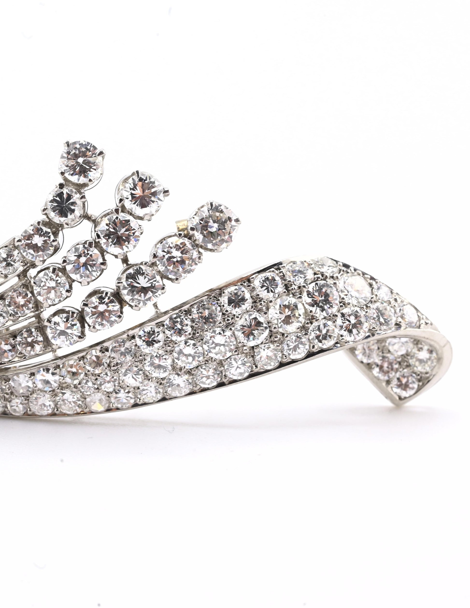 Art Deco Period 7.70 TCW Natural Diamond Platinum Brooch | 18.0g Solid Platinum