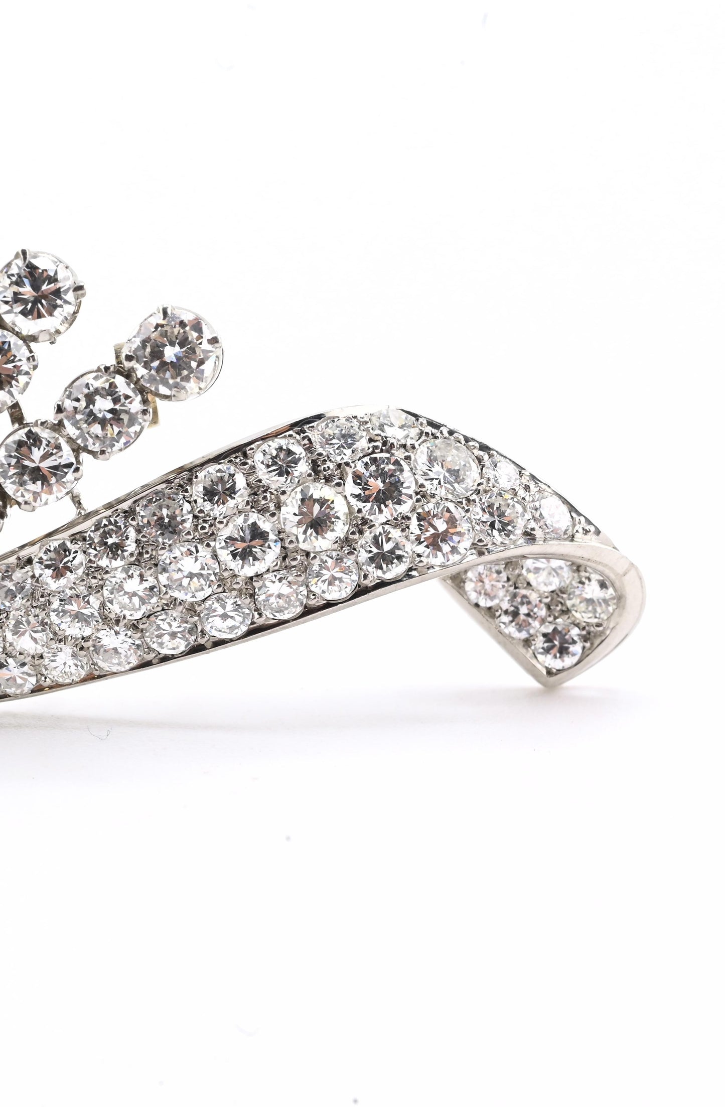 Art Deco Period 7.70 TCW Natural Diamond Platinum Brooch | 18.0g Solid Platinum