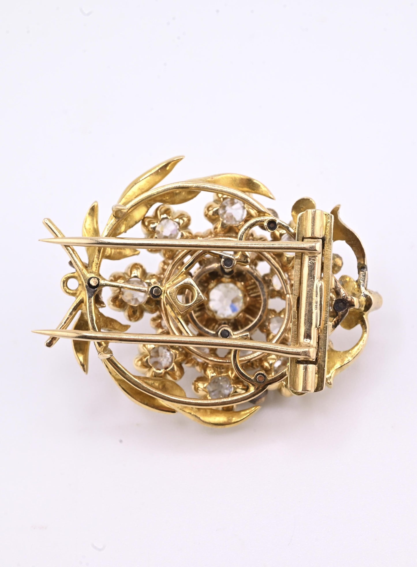 Antique 2.65ctw Old Mine & Rose Cut Diamond 18K Gold Pendant Brooch IGI Cert.