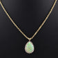 IGI Certified 6.00 TCW Natural Opal & Diamond Halo Necklace in 14K Yellow Gold