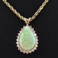 IGI Certified 6.00 TCW Natural Opal & Diamond Halo Necklace in 14K Yellow Gold