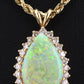 IGI Certified 6.00 TCW Natural Opal & Diamond Halo Necklace in 14K Yellow Gold