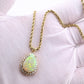 IGI Certified 6.00 TCW Natural Opal & Diamond Halo Necklace in 14K Yellow Gold