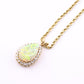 IGI Certified 6.00 TCW Natural Opal & Diamond Halo Necklace in 14K Yellow Gold