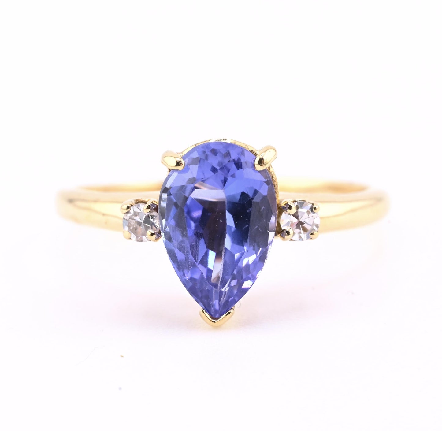 IGI Certified 1.60ct Natural Tanzanite & Diamond 14K Yellow Gold Ring | Size 7.5