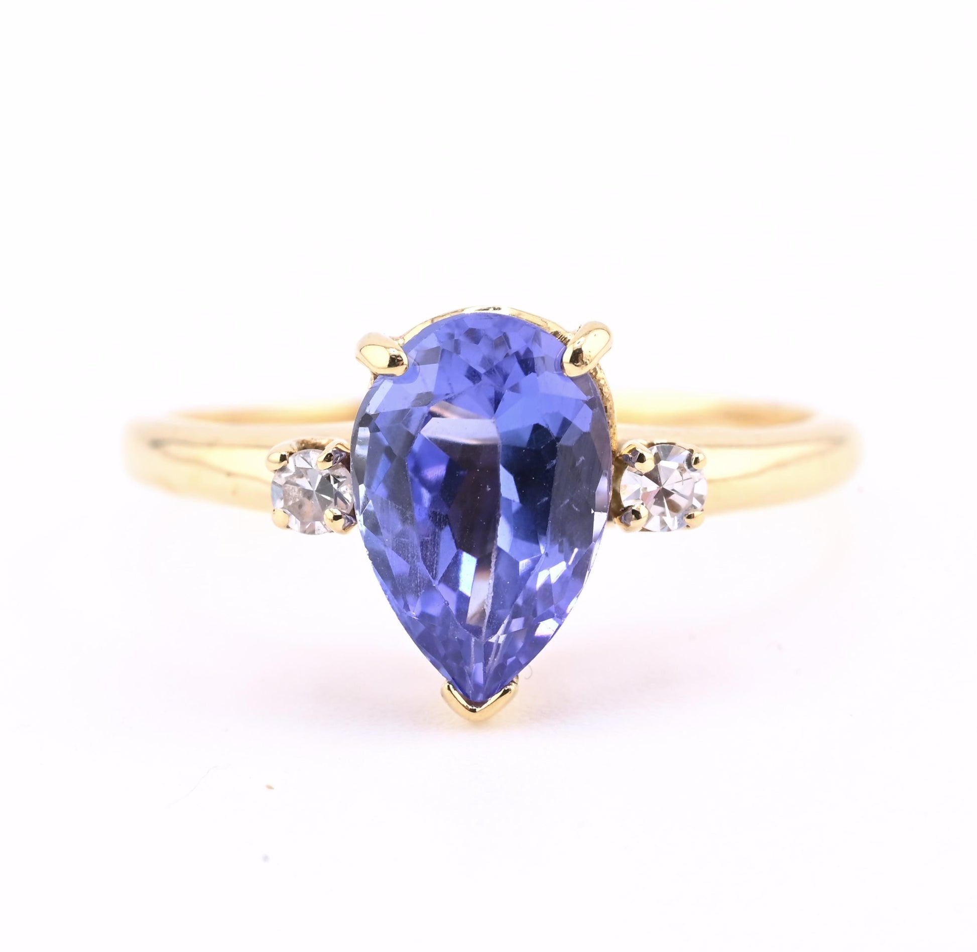 IGI Certified 1.60ct Natural Tanzanite & Diamond 14K Yellow Gold Ring | Size 7.5