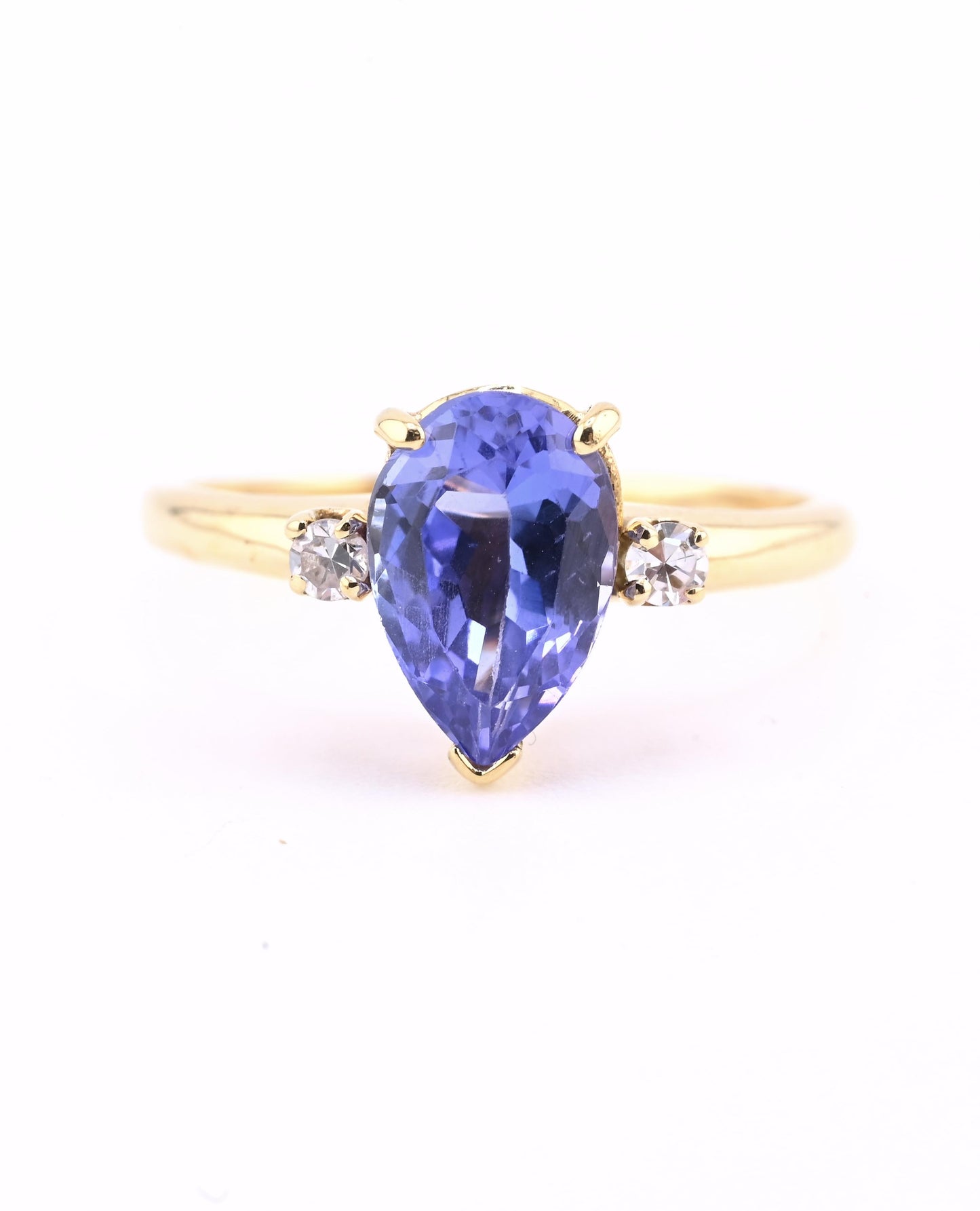 IGI Certified 1.60ct Natural Tanzanite & Diamond 14K Yellow Gold Ring | Size 7.5
