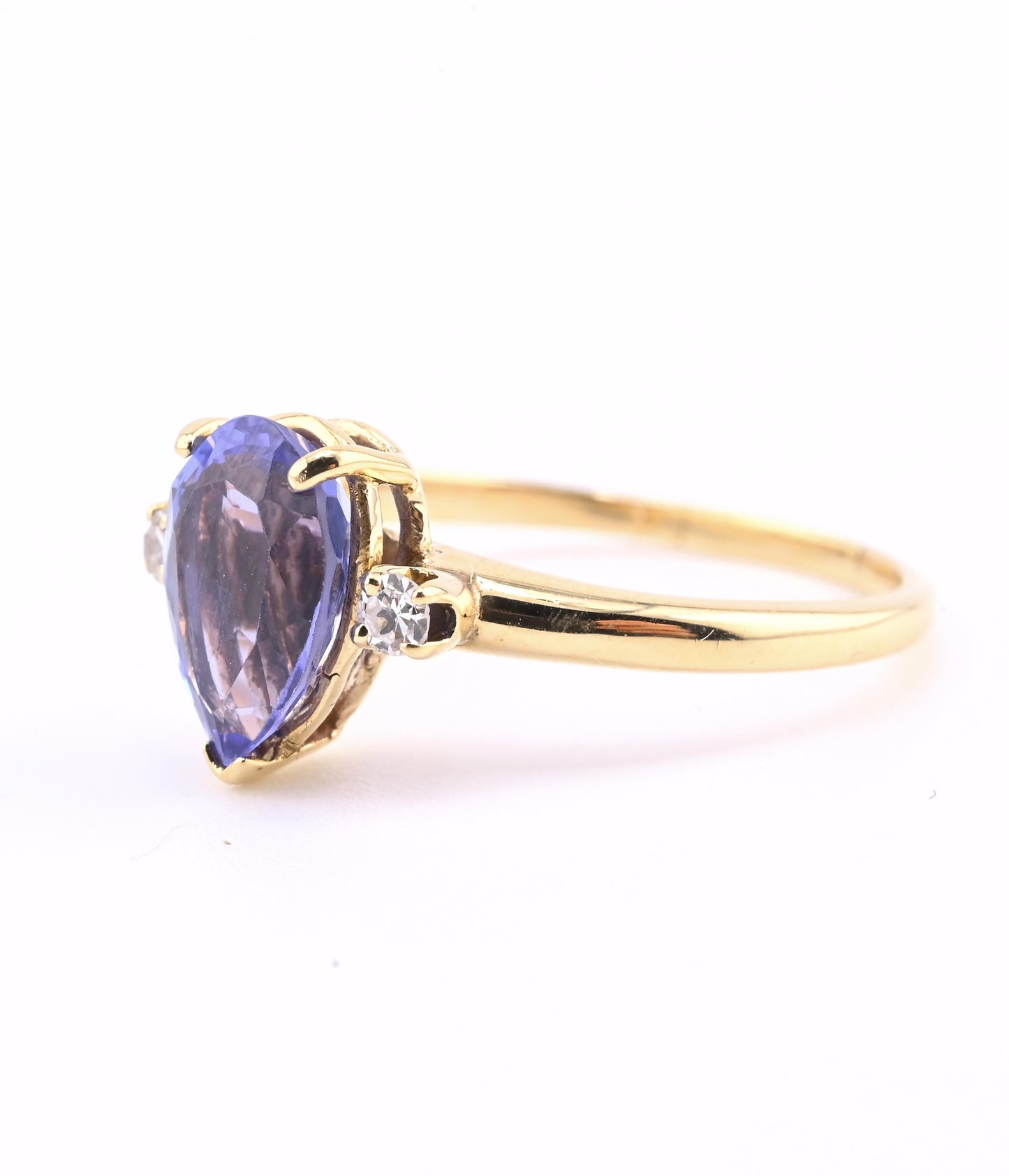 IGI Certified 1.60ct Natural Tanzanite & Diamond 14K Yellow Gold Ring | Size 7.5