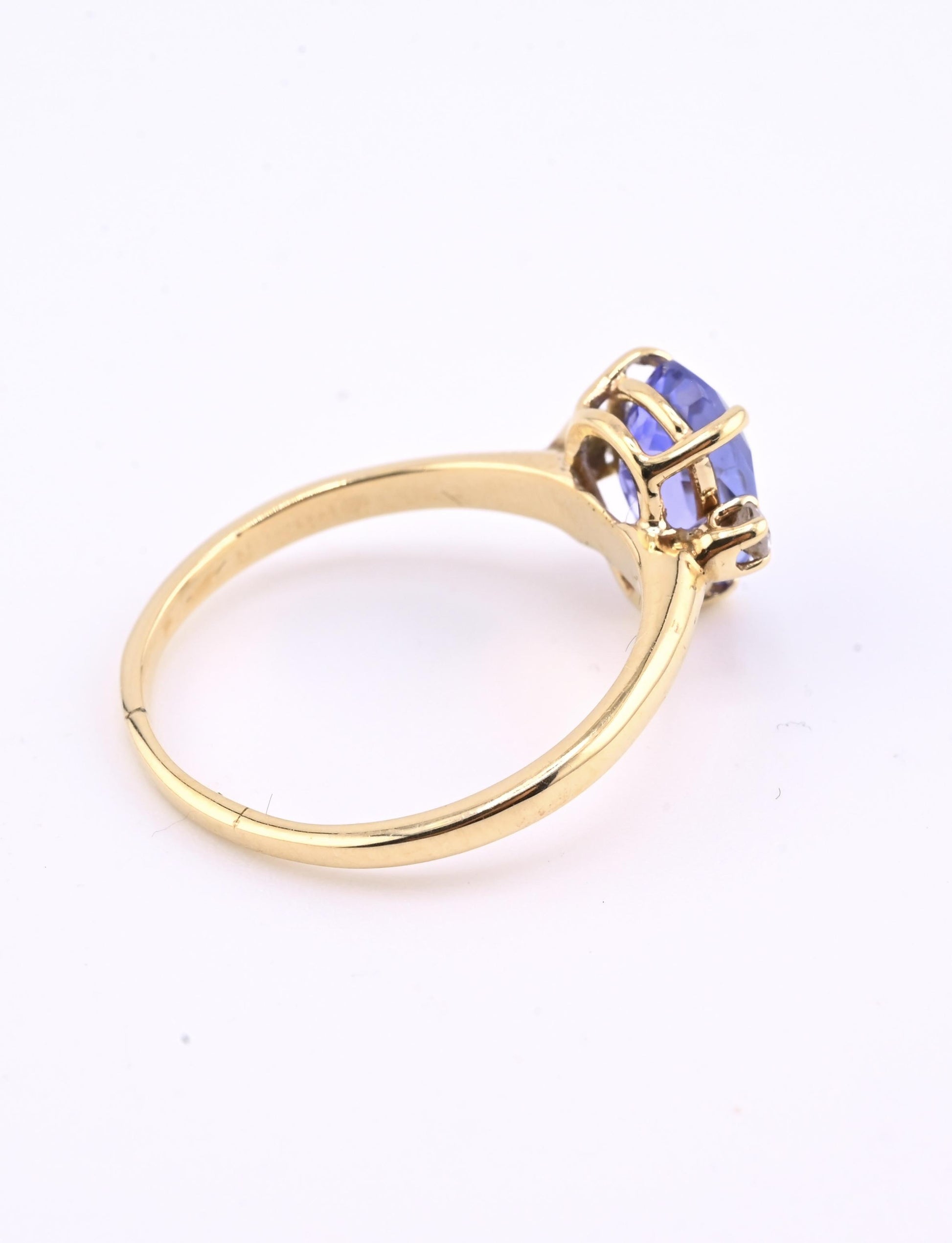IGI Certified 1.60ct Natural Tanzanite & Diamond 14K Yellow Gold Ring | Size 7.5