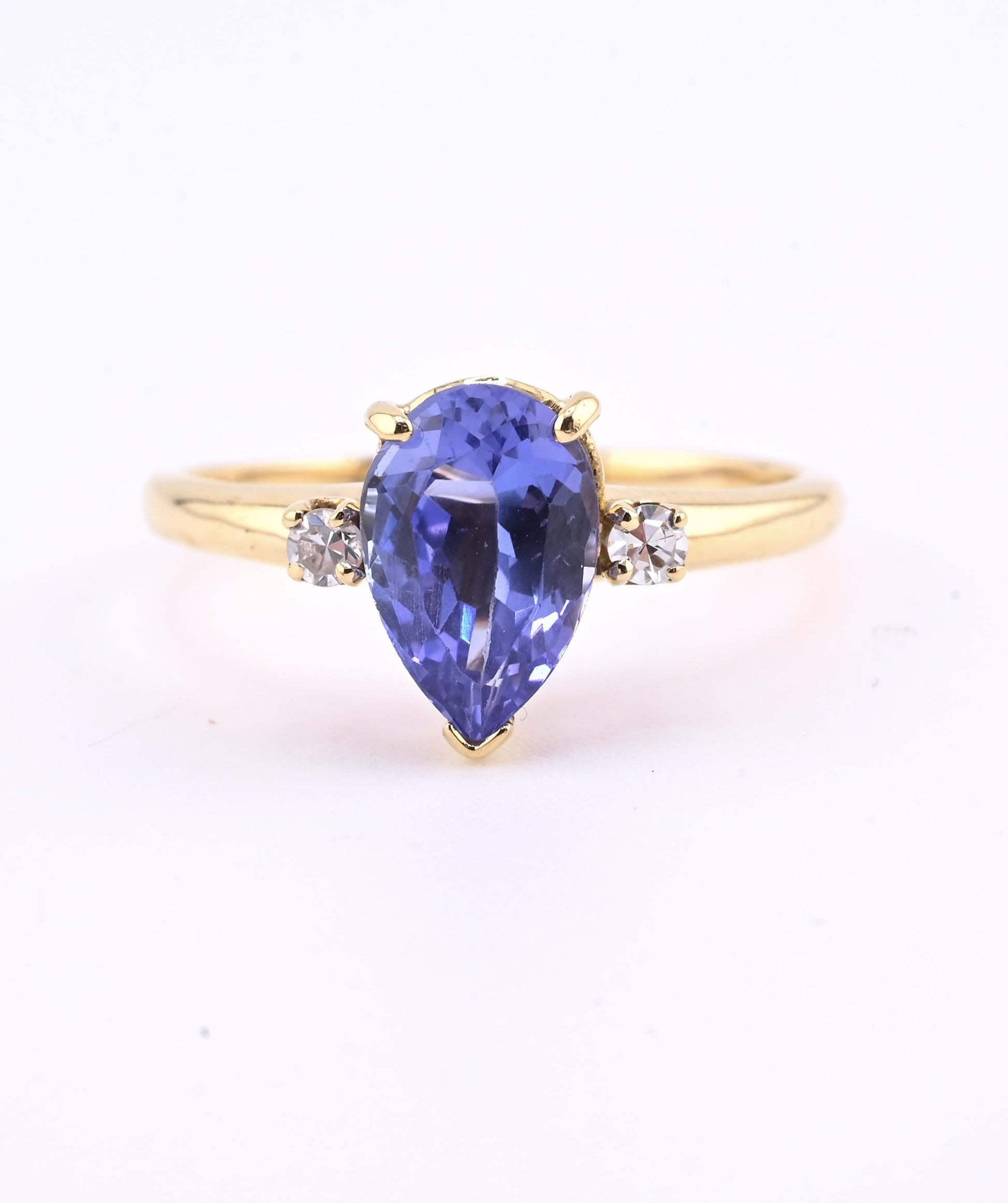IGI Certified 1.60ct Natural Tanzanite & Diamond 14K Yellow Gold Ring | Size 7.5