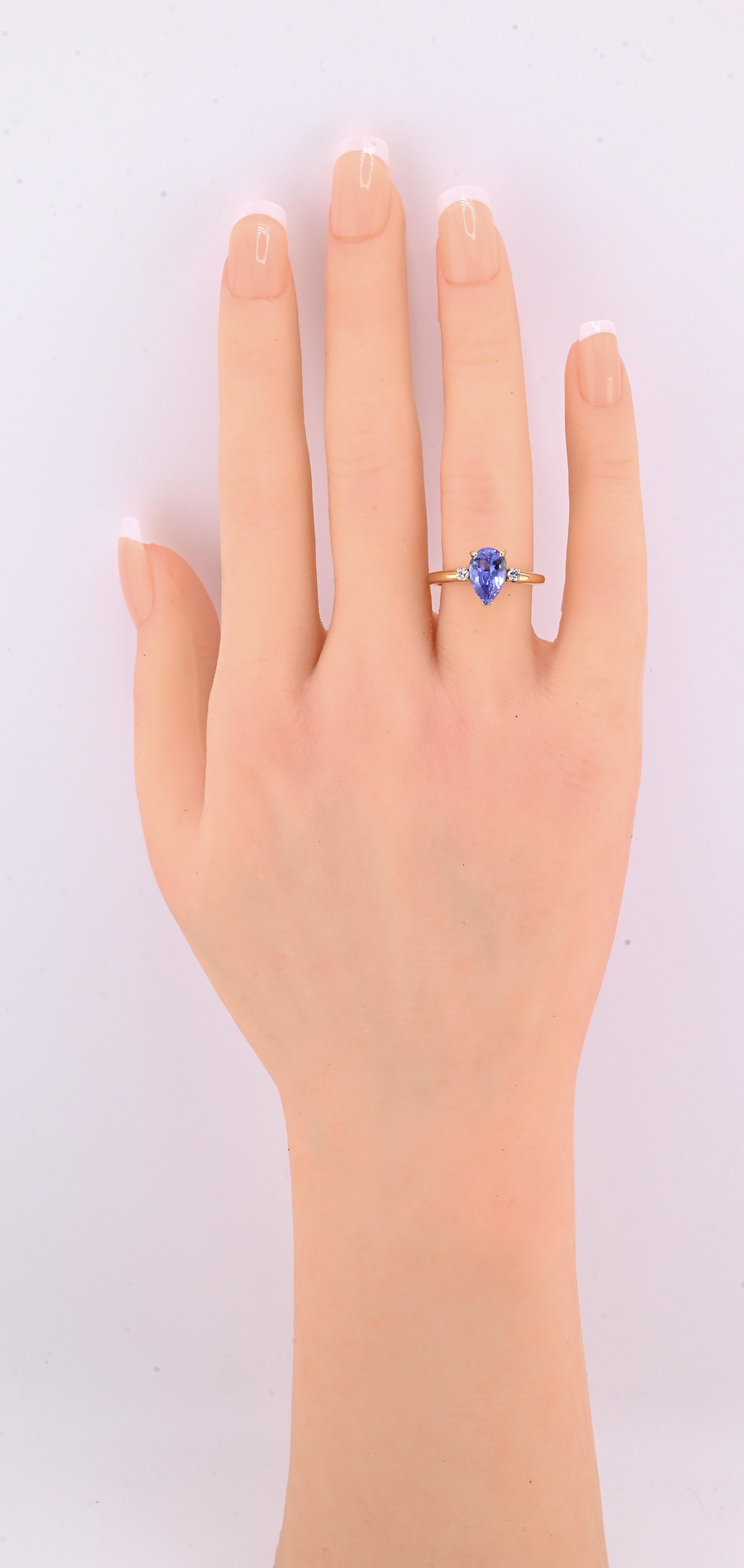 IGI Certified 1.60ct Natural Tanzanite & Diamond 14K Yellow Gold Ring | Size 7.5