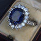 Exceptional 7.12 Carat NO HEAT GIA Certified Vivid Blue Sapphire & Diamond Ring