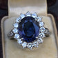 Exceptional 7.12 Carat NO HEAT GIA Certified Vivid Blue Sapphire & Diamond Ring