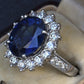 Exceptional 7.12 Carat NO HEAT GIA Certified Vivid Blue Sapphire & Diamond Ring