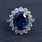Exceptional 7.12 Carat NO HEAT GIA Certified Vivid Blue Sapphire & Diamond Ring