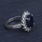 Exceptional 7.12 Carat NO HEAT GIA Certified Vivid Blue Sapphire & Diamond Ring