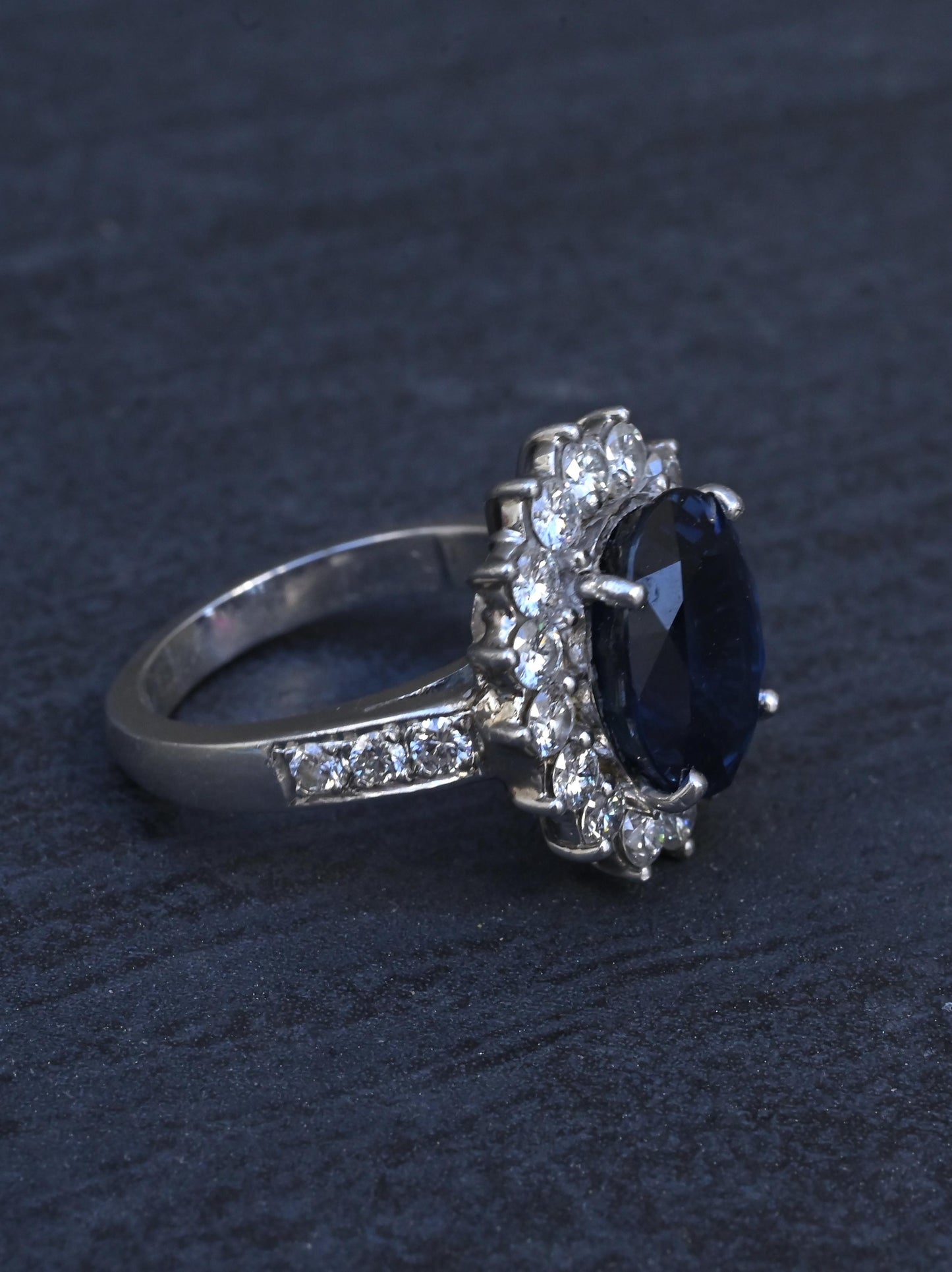 Exceptional 7.12 Carat NO HEAT GIA Certified Vivid Blue Sapphire & Diamond Ring