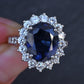 Exceptional 7.12 Carat NO HEAT GIA Certified Vivid Blue Sapphire & Diamond Ring