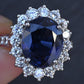 Exceptional 7.12 Carat NO HEAT GIA Certified Vivid Blue Sapphire & Diamond Ring