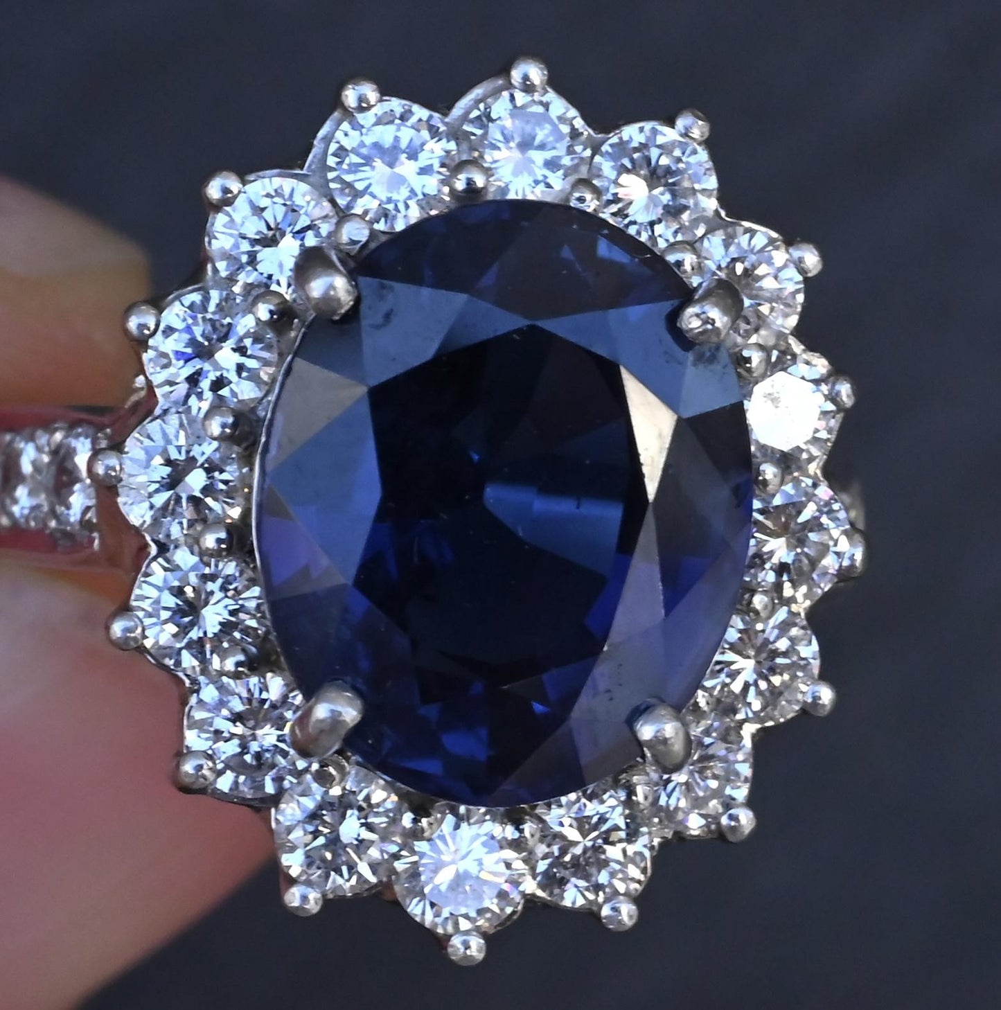 Exceptional 7.12 Carat NO HEAT GIA Certified Vivid Blue Sapphire & Diamond Ring