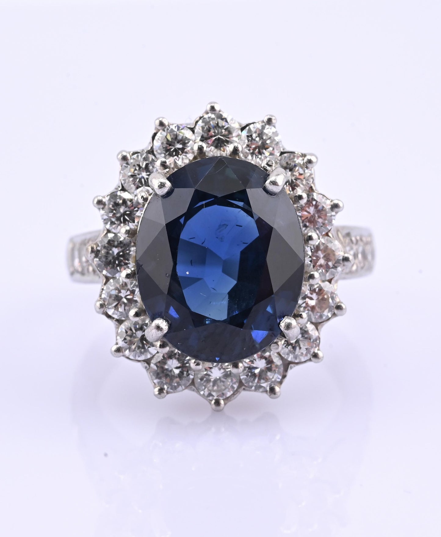 Exceptional 7.12 Carat NO HEAT GIA Certified Vivid Blue Sapphire & Diamond Ring