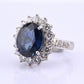 Exceptional 7.12 Carat NO HEAT GIA Certified Vivid Blue Sapphire & Diamond Ring