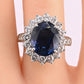 Exceptional 7.12 Carat NO HEAT GIA Certified Vivid Blue Sapphire & Diamond Ring