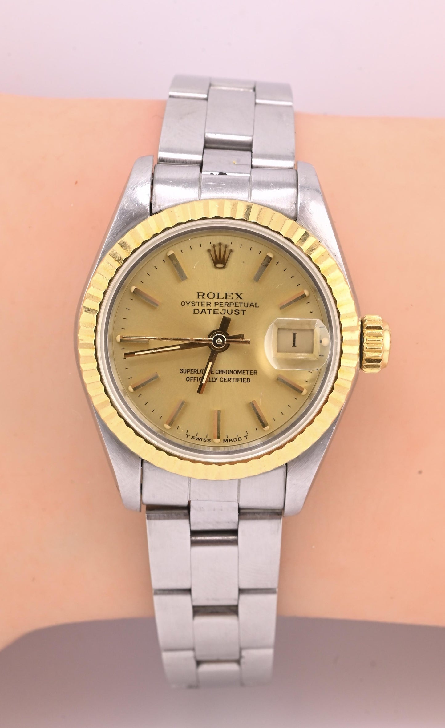 Rolex Datejust 69173 Ladies 26mm Champagne Dial SS Oyster Serviced With Box