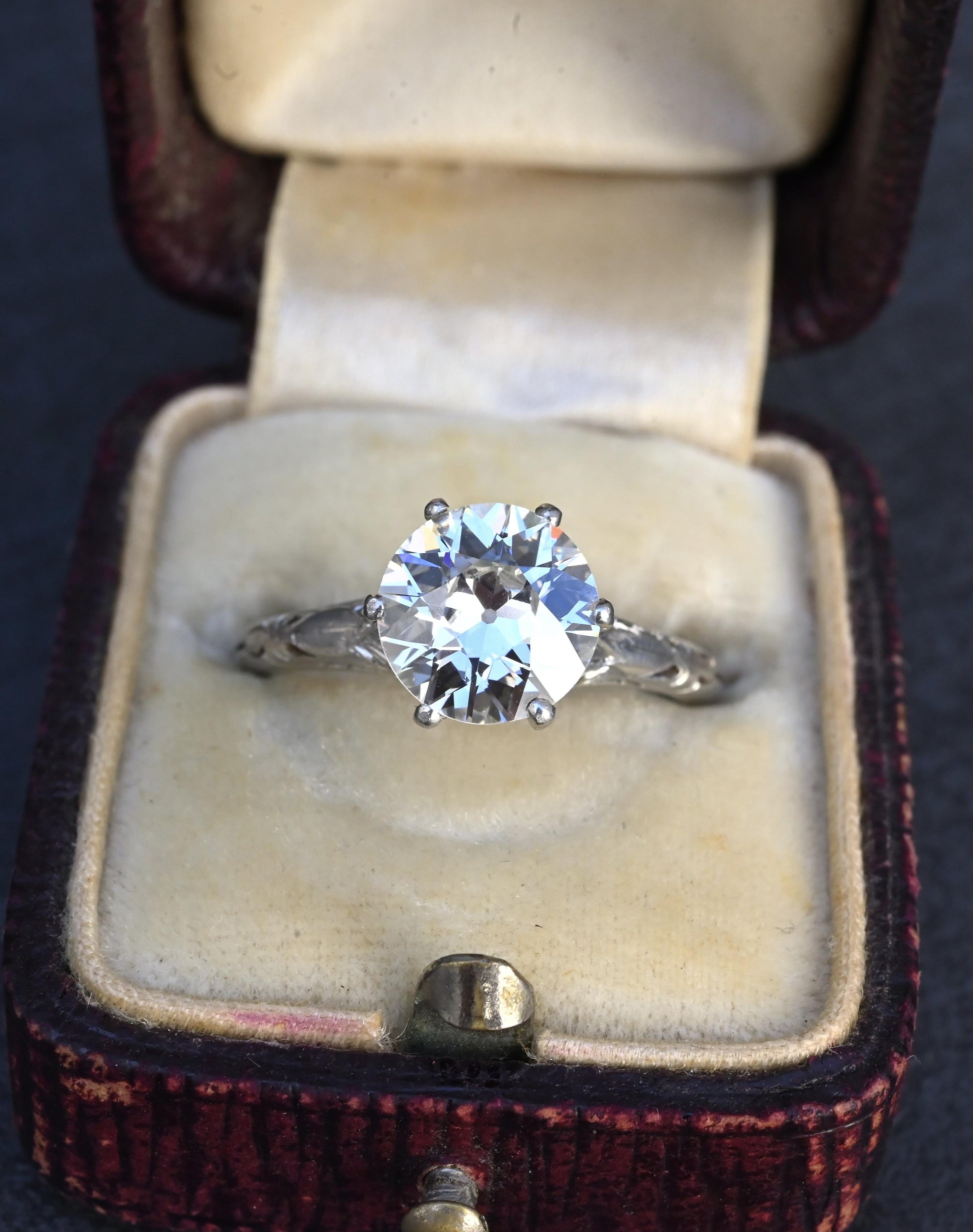GIA 1.60ct Art Deco Diamond Platinum Engagement Ring, Circa 1920, VS2 J Color
