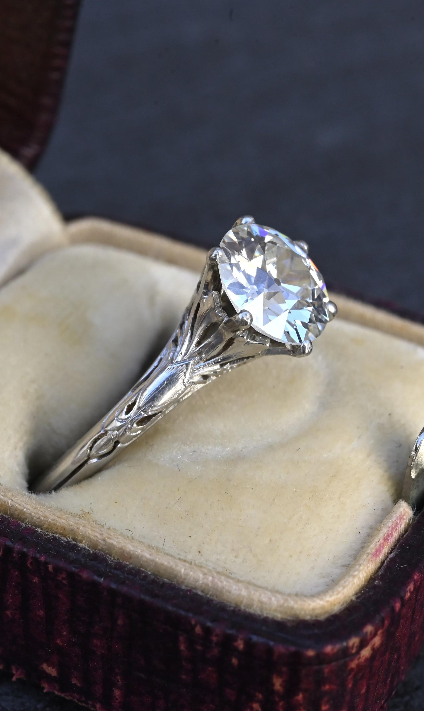 GIA 1.60ct Art Deco Diamond Platinum Engagement Ring, Circa 1920, VS2 J Color