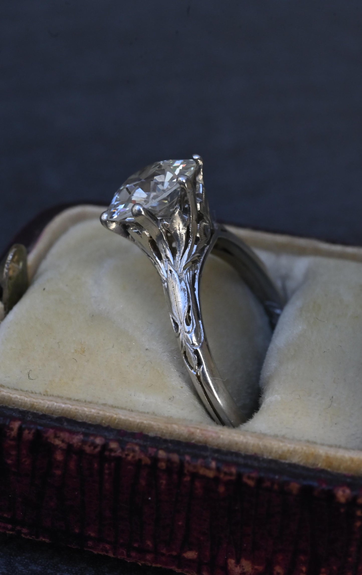 GIA 1.60ct Art Deco Diamond Platinum Engagement Ring, Circa 1920, VS2 J Color