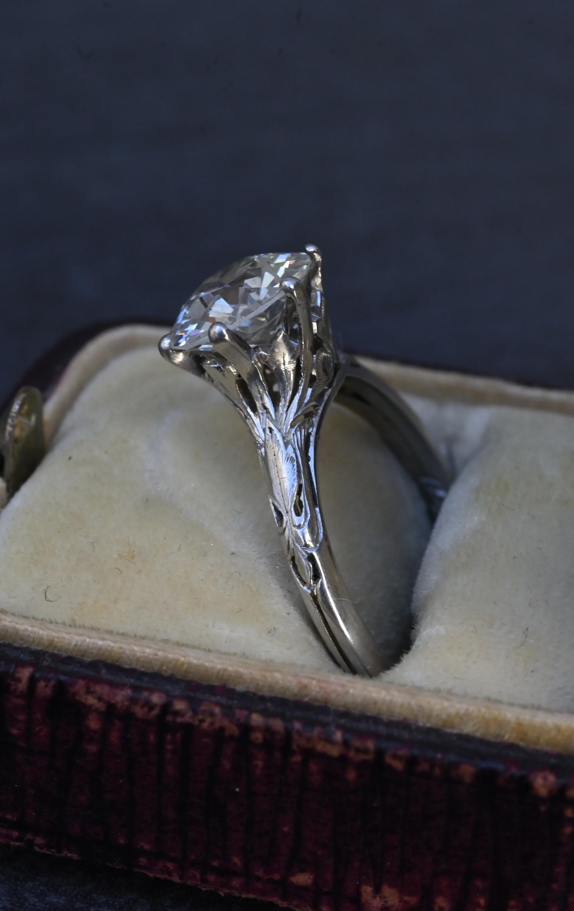 GIA 1.60ct Art Deco Diamond Platinum Engagement Ring, Circa 1920, VS2 J Color