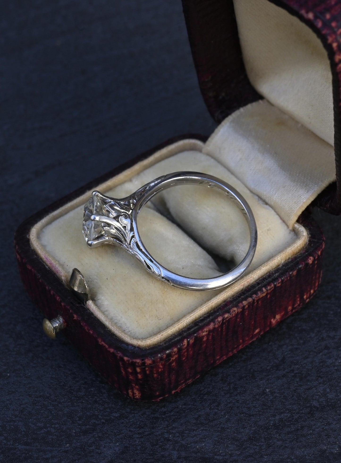 GIA 1.60ct Art Deco Diamond Platinum Engagement Ring, Circa 1920, VS2 J Color