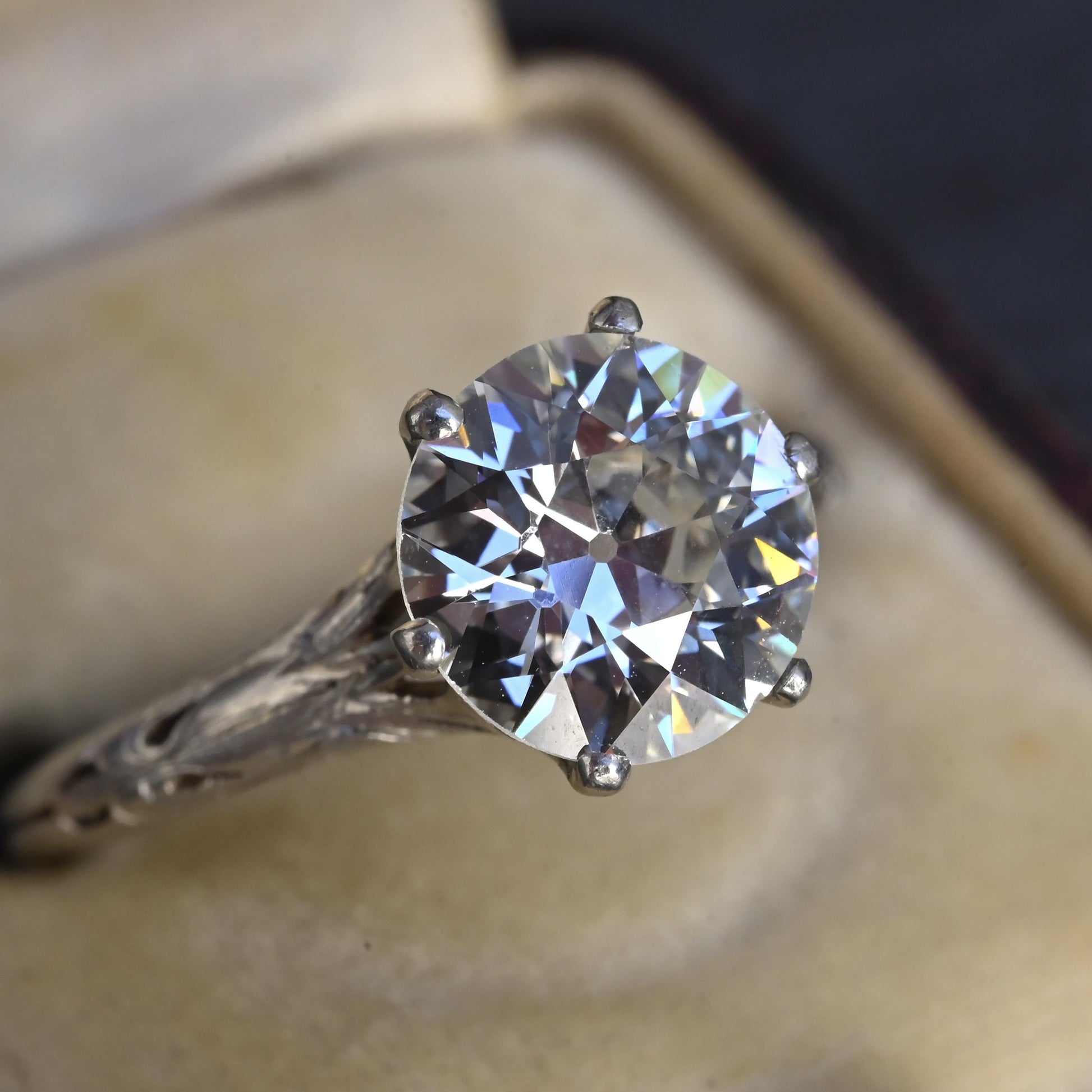 GIA 1.60ct Art Deco Diamond Platinum Engagement Ring, Circa 1920, VS2 J Color