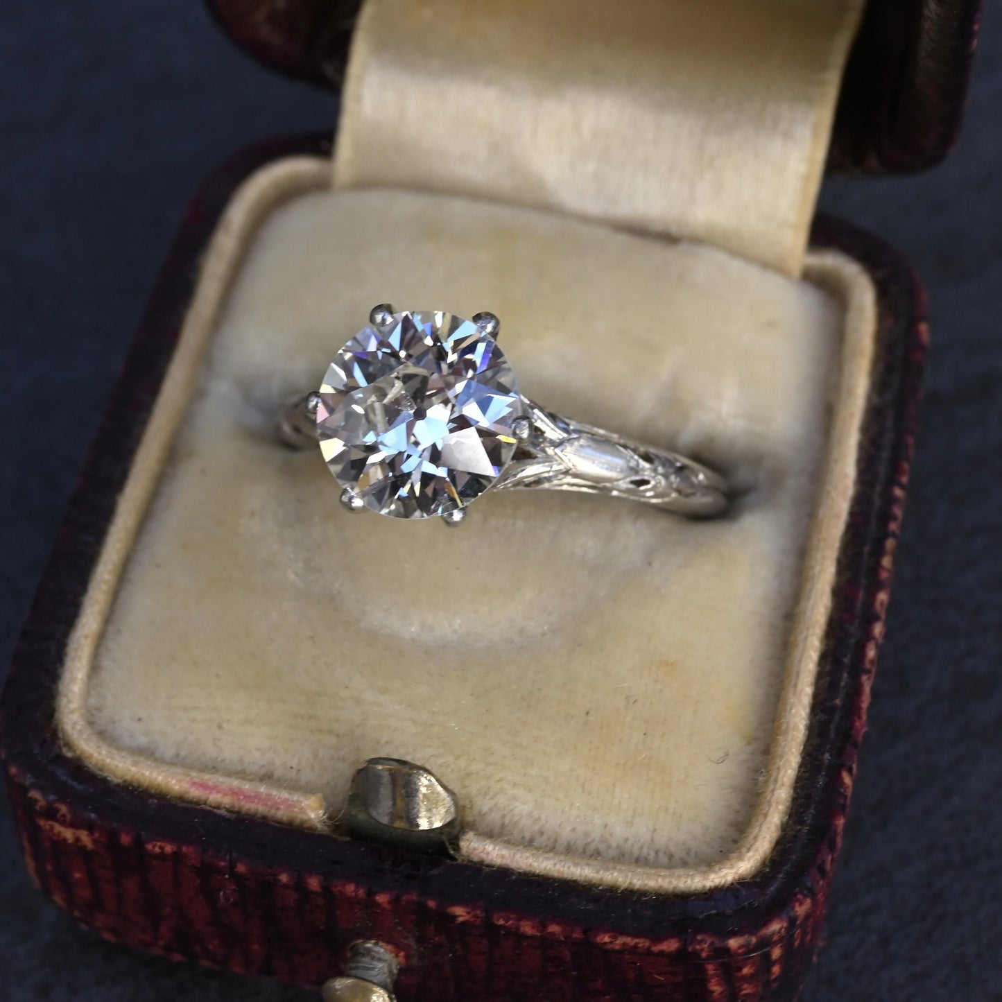 GIA 1.60ct Art Deco Diamond Platinum Engagement Ring, Circa 1920, VS2 J Color