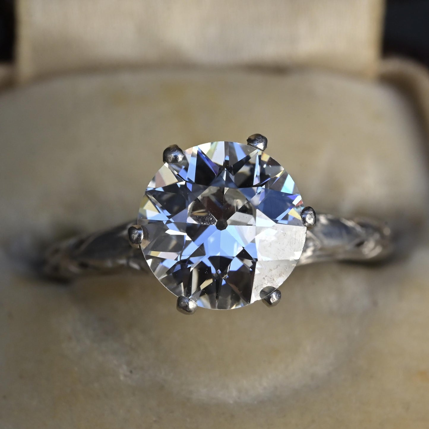 GIA 1.60ct Art Deco Diamond Platinum Engagement Ring, Circa 1920, VS2 J Color