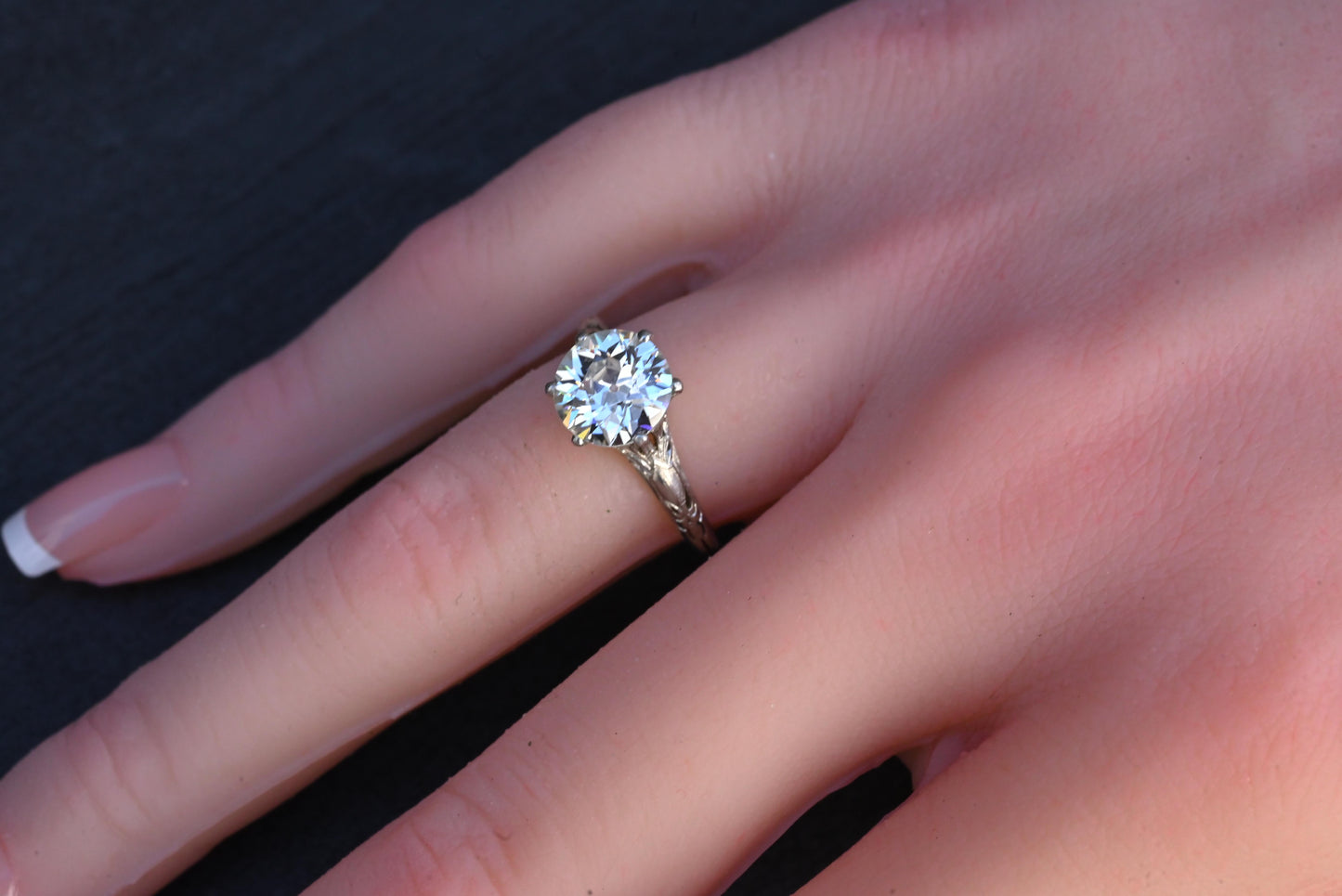 GIA 1.60ct Art Deco Diamond Platinum Engagement Ring, Circa 1920, VS2 J Color