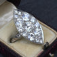 Art Deco 3.90ctw Navette Diamond Platinum Ring IGI Certified 7.46g Size 6.5