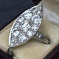 Art Deco 3.90ctw Navette Diamond Platinum Ring IGI Certified 7.46g Size 6.5