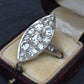Art Deco 3.90ctw Navette Diamond Platinum Ring IGI Certified 7.46g Size 6.5