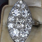 Art Deco 3.90ctw Navette Diamond Platinum Ring IGI Certified 7.46g Size 6.5