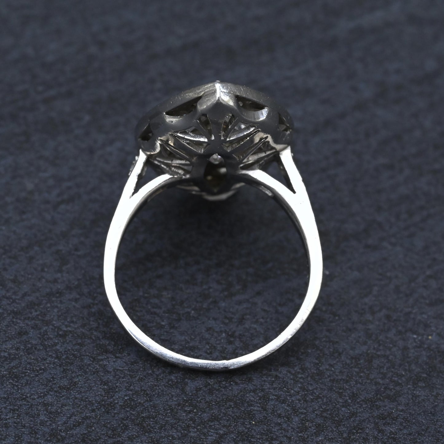 Art Deco 3.90ctw Navette Diamond Platinum Ring IGI Certified 7.46g Size 6.5